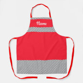 Personalize Black Pinstripe Red Kitchen Koch Schürze (Vorderseite)