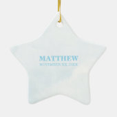 Personalize, Blue First Heilige Kommuny Cross Gast Keramik Ornament (Hinten)