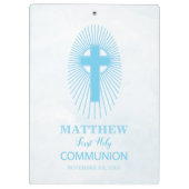 Personalize, Blue First Heilige Kommuny Cross Gast Klemmbrett (Rückseite)