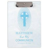 Personalize, Blue First Heilige Kommuny Cross Gast Klemmbrett (Vorderseite)