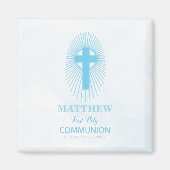 Personalize, Blue First Heilige Kommuny Cross Gast Magnet (Vorne)