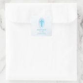 Personalize, Blue First Heilige Kommuny Cross Gast Quadratischer Aufkleber (Tasche)