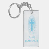 Personalize, Blue First Heilige Kommuny Cross Gast Schlüsselanhänger (Vorderseite links)