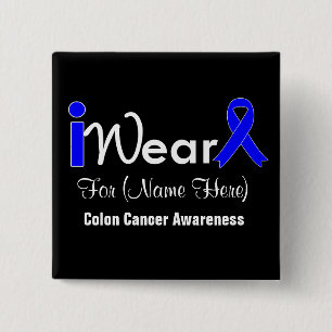 Personalize Blue Ribbon Colon Cancer Button