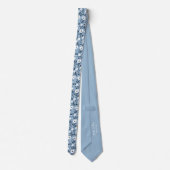 Personalize Blue White Bold Botanical Floral Krawatte (Rückseite)