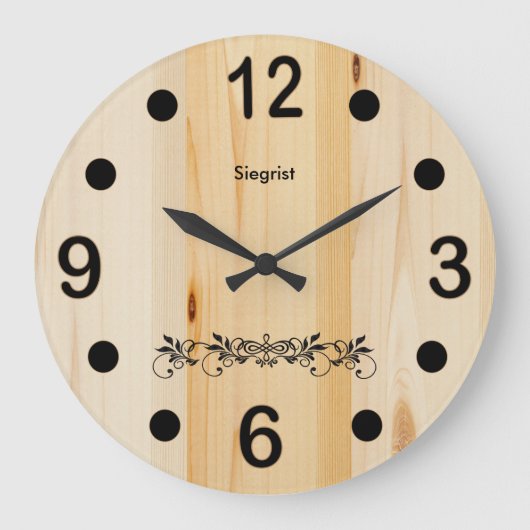 Personalize Butcher Block Wood Große Wanduhr (Vorderseite)
