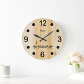 Personalize Butcher Block Wood Große Wanduhr (Zuhause)
