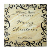 Personalize Christmas Marble Scroll Wine Fliese (Vorderseite)