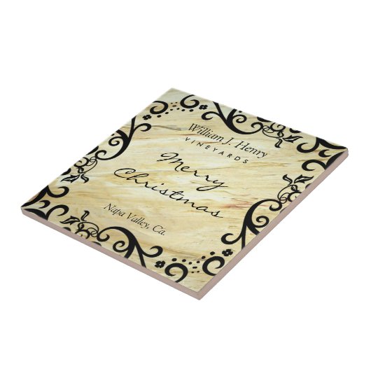 Personalize Christmas Marble Scroll Wine Fliese (Seite)