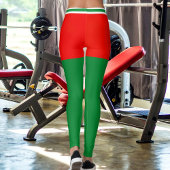 Personalize Christmas Red White Green Stripes Gift Leggings
