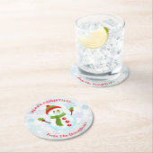 Personalize Christmas Snowman with Family Name Runder Pappuntersetzer (Vor Ort)