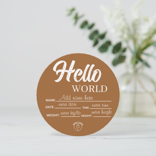Personalize Custom Hello World Baby Sign Template Einladung (Stehend Vorderseite)