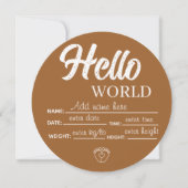 Personalize Custom Hello World Baby Sign Template Einladung (Vorderseite)