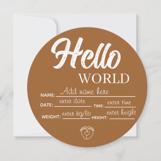 Personalize Custom Hello World Baby Sign Template Einladung (Vorderseite)
