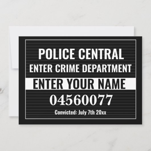 Personalize Custom Mugshot Sign Board Template Karte (Vorderseite)