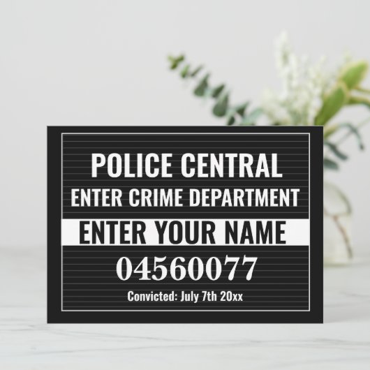 Personalize Custom Mugshot Sign Board Template Karte (Stehend Vorderseite)