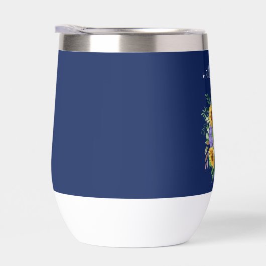 Personalize Cute Navy Blue Boho Chic Wildflowers (Rechts)