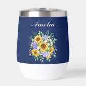Personalize Cute Navy Blue Boho Chic Wildflowers (Vorderseite)