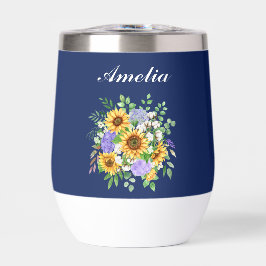 Personalize Cute Navy Blue Boho Chic Wildflowers