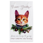 Personalize Cute Orange Cat Christmas Kleine Geschenktüte (Rückseite)