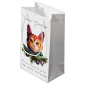 Personalize Cute Orange Cat Christmas Kleine Geschenktüte (Rückseite Schrägansicht)