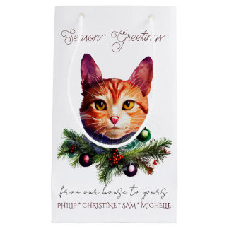 Personalize Cute Orange Cat Christmas Kleine Geschenktüte