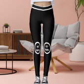 Personalize Cute Pet Mama Black White Stripes Yoga Leggings