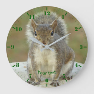 Personalize cute Squirrel face to face Große Wanduhr