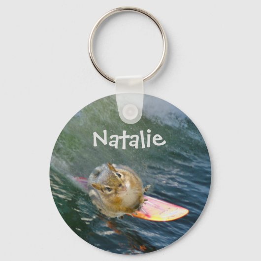 Personalize Cute Surfing Chipmunk Schlüsselanhänger (Vorderseite)