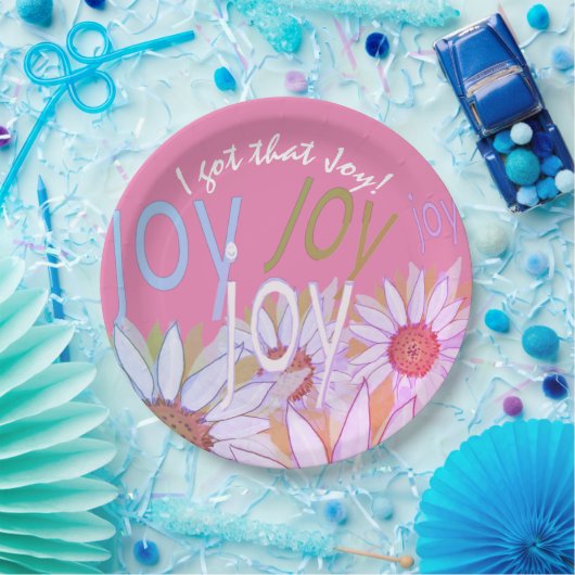 Personalize Daisy: Floral Joy, Joy, Joy! Pappteller (Party)