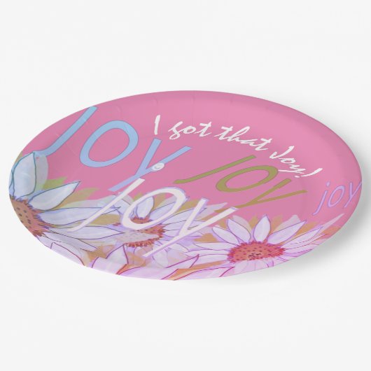 Personalize Daisy: Floral Joy, Joy, Joy! Pappteller (Schrägansicht)