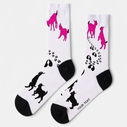 PERSONALIZE Dancing Goats and HoofPrints Socken (Linkes Detail)