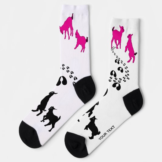 PERSONALIZE Dancing Goats and HoofPrints Socks Socken (Linkes Detail)