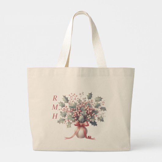 Personalize December Holly Tote Bag Jumbo Stoffbeutel (Rückseite)