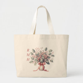 Personalize December Holly Tote Bag Jumbo Stoffbeutel