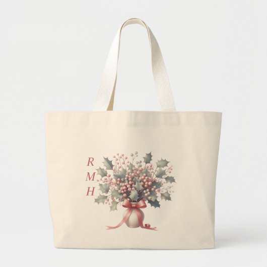 Personalize December Holly Tote Bag Jumbo Stoffbeutel (Vorne)