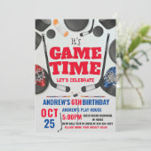 Personalize Digital Hockey Birthday Party Einladung (Stehend Vorderseite)