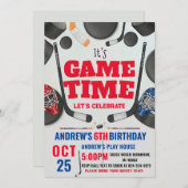 Personalize Digital Hockey Birthday Party Einladung (Vorne/Hinten)