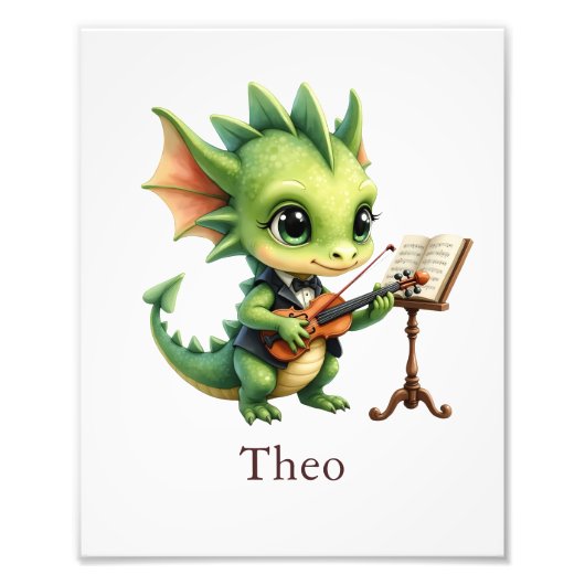 Personalize Dragon Art Print Custom Name Kids Room Fotodruck (Vorne)