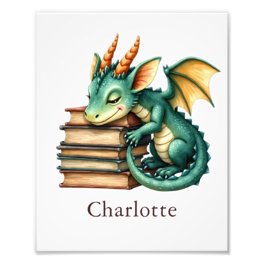 Personalize Dragon Art Print Custom Nursery Kids Fotodruck (Vorne)