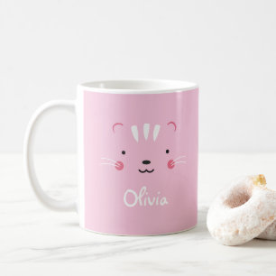 Personalize erröten rosa entzückende Katzen-Tass Kaffeetasse