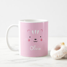 Personalize erröten rosa entzückende Katzen-Tasse