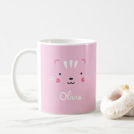 Personalize erröten rosa entzückende Katzen-Tasse Kaffeetasse