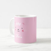 Personalize erröten rosa entzückende Katzen-Tasse Kaffeetasse (Vorderseite Links)