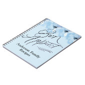 Personalize Family Rezepte Bon Appetit Blue Floral Notizblock (Linke Seite)