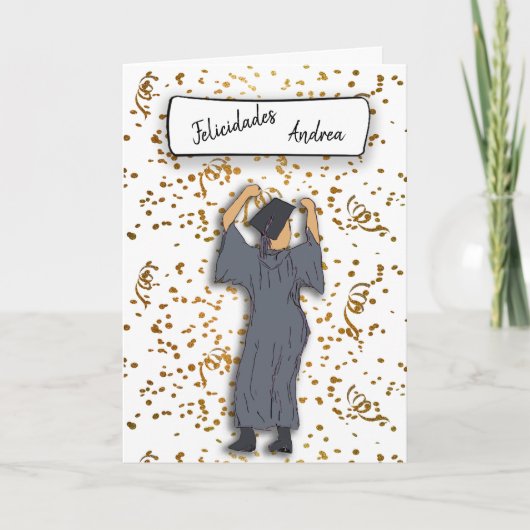 Personalize Felicidades Graduate (Hispanic) Karte (Vorderseite)
