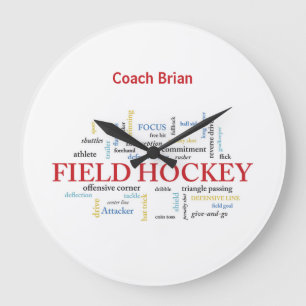 Personalize, Field Hockey Coach Thank You in Words Große Wanduhr