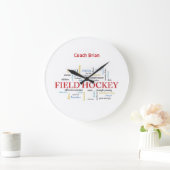Personalize, Field Hockey Coach Thank You in Words Große Wanduhr (Zuhause)