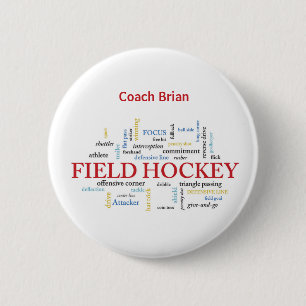 Personalize, Field Hockey Coach Vielen Dank in Wor Button