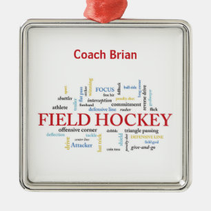 Personalize, Field Hockey Coach Vielen Dank in Wor Ornament Aus Metall